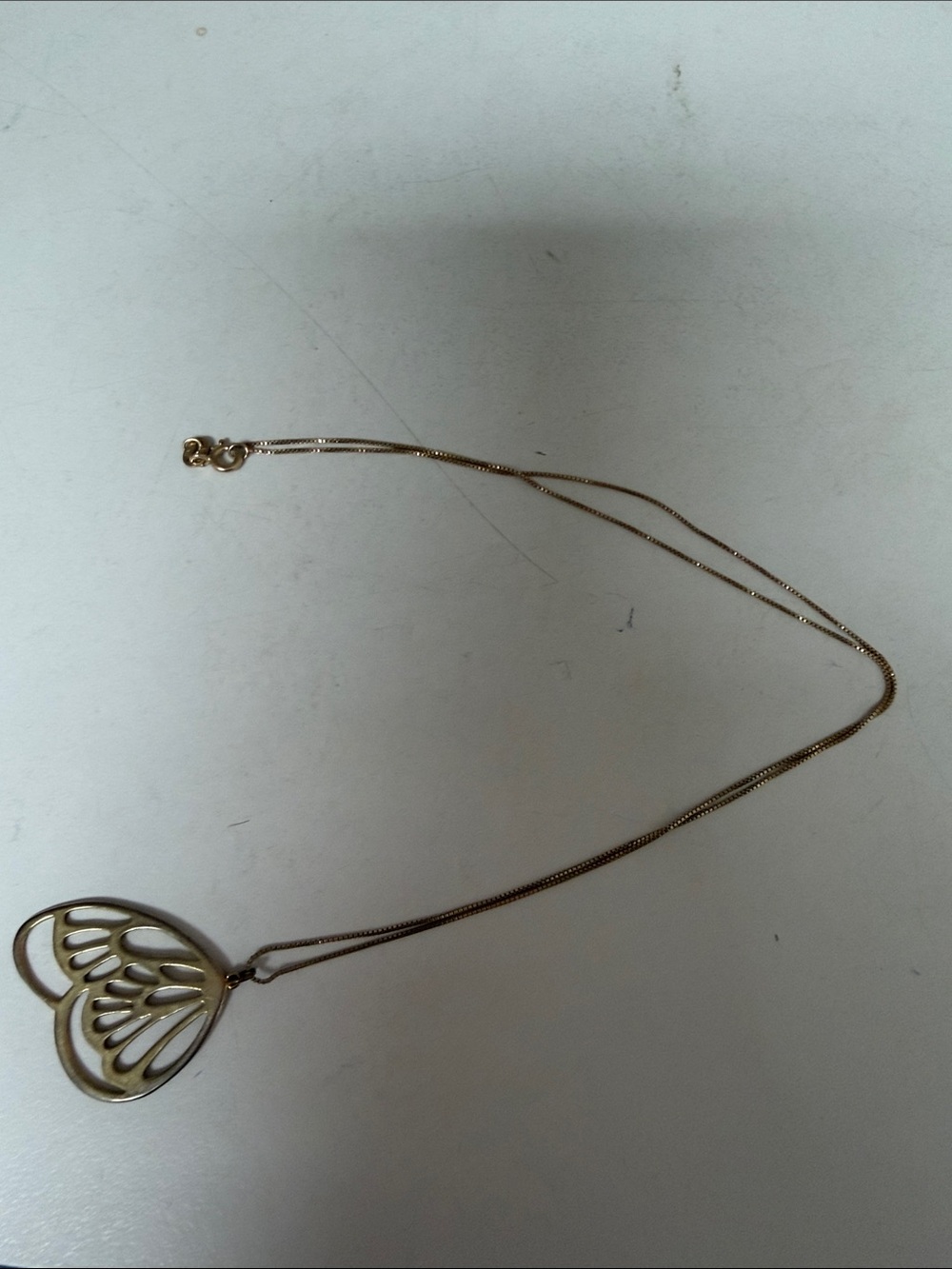 Italian Gold tone Openwork Heart Pendant Necklace and 925 Italy silver chain